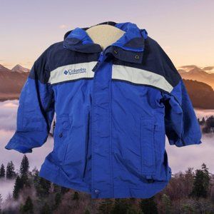 Columbia Bugaboo Shell Jacket   Blue White   Roll Up Hood Full Zip    Boys 10/12